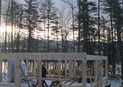 Sunset on the timber frame
